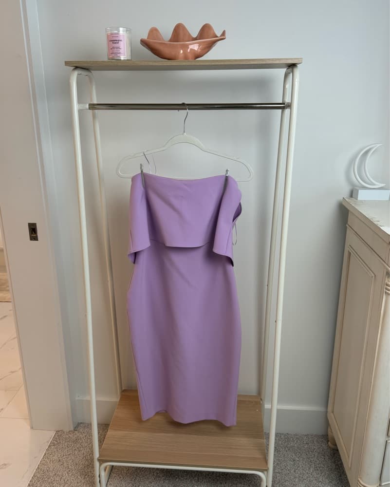 Chic Lavender Strapless Midi Dress - Image 4