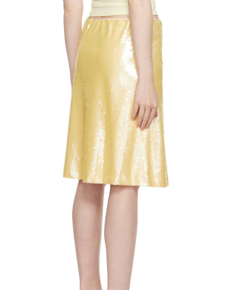 Danielle Guizio Sequin Yellow Midi Skirt - Image 2