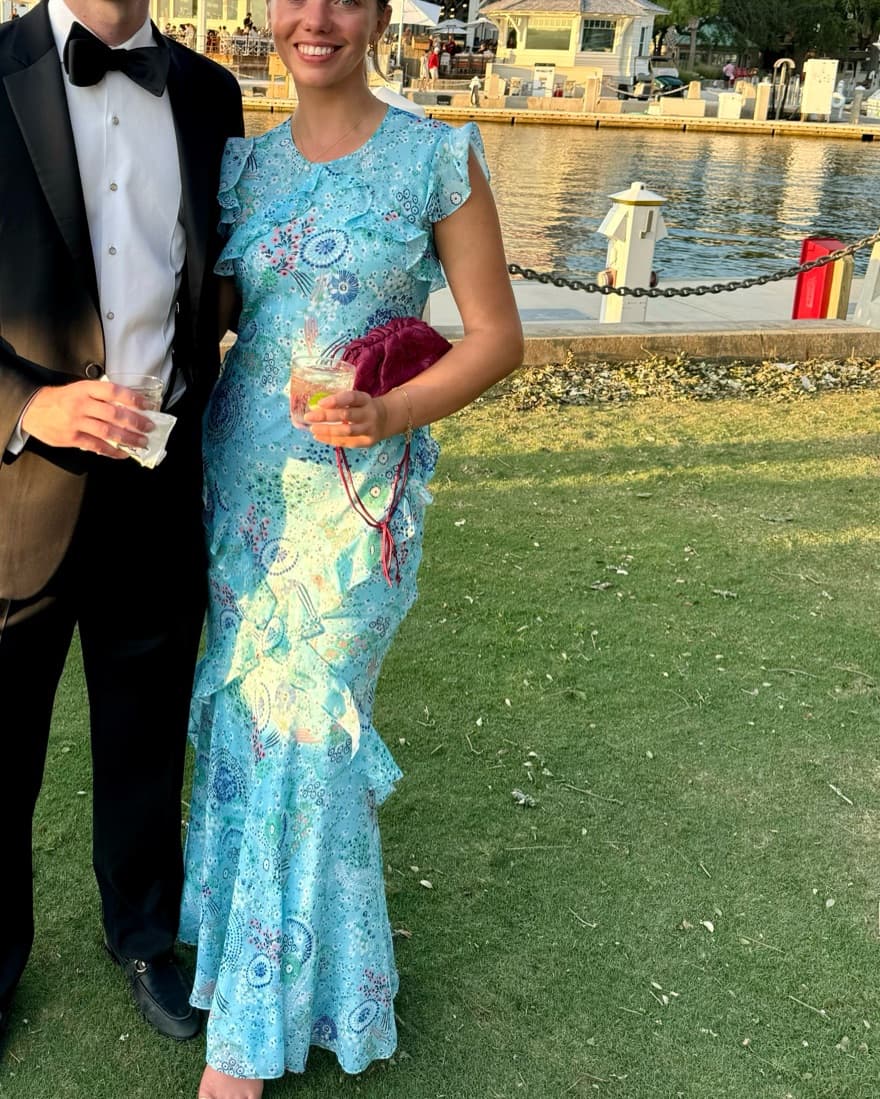 Saloni Blue Silk Gown - Image 2