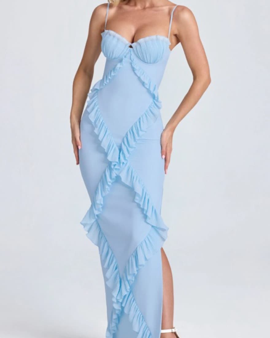 KAZUMI Plissé Ruffle-Trim Maxi Dress - Image 4
