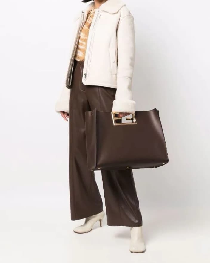 Fendi leather tote - dark chocolate - Image 1