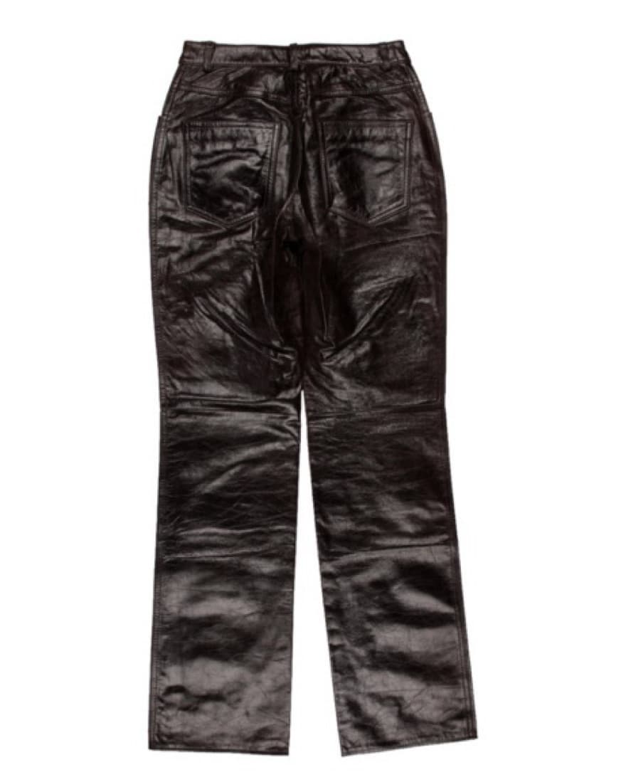 Vakko Brown Leather Straight Leg Pant - Image 3