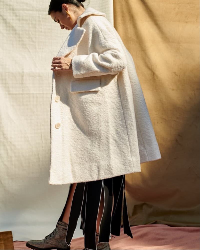 Ganni White Wool Coat - Image 3