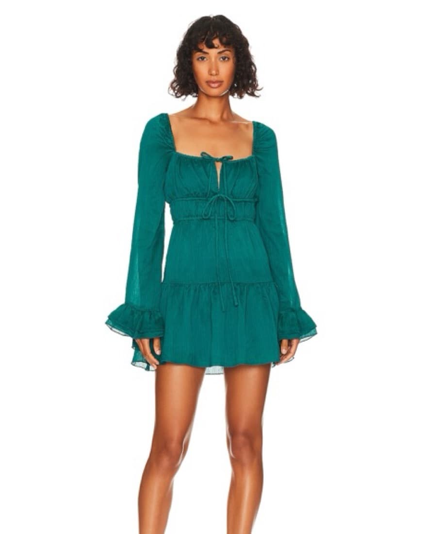 Revolve Turqouise Long Sleeve Mini Dress - Image 1
