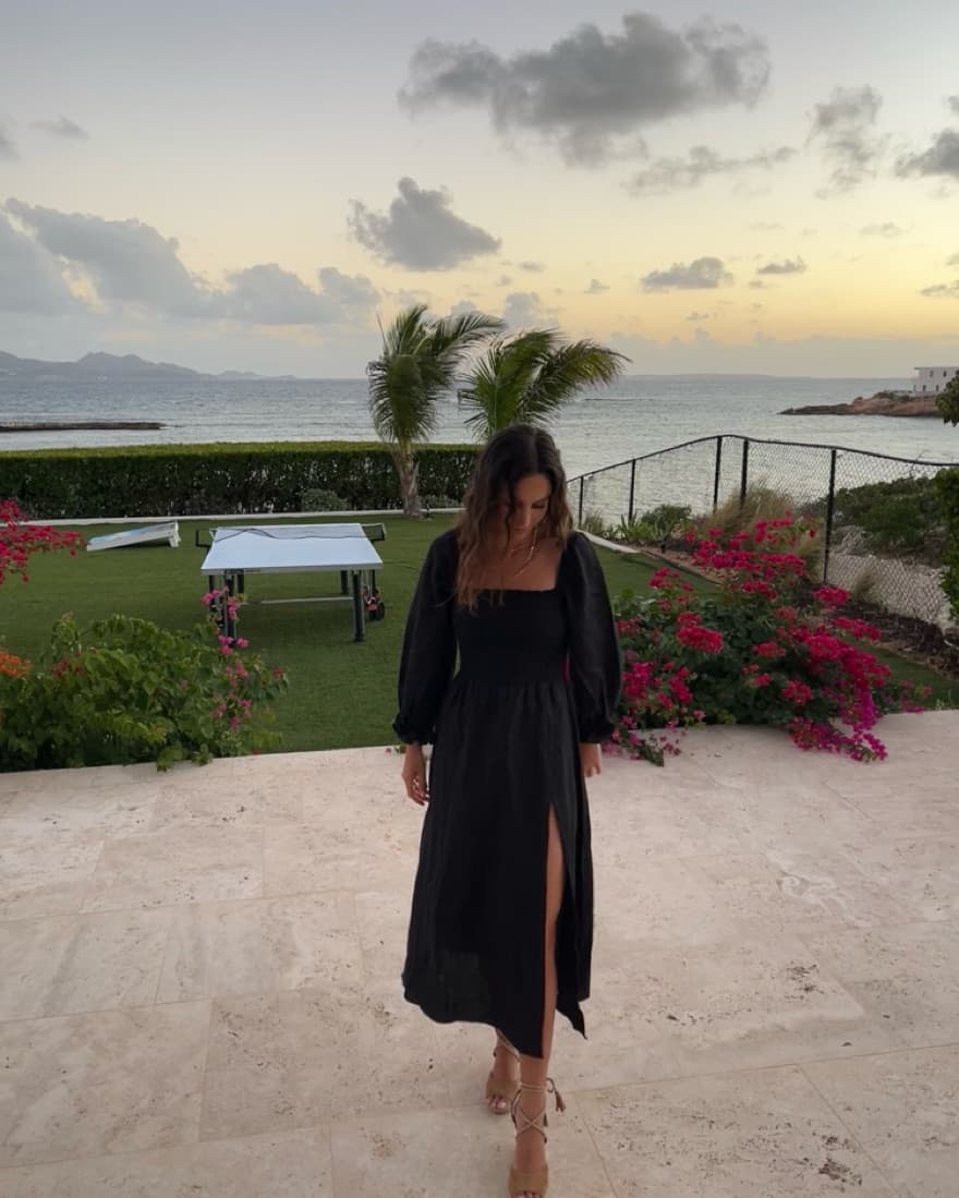 Black Linen Reformation Dress - Image 3