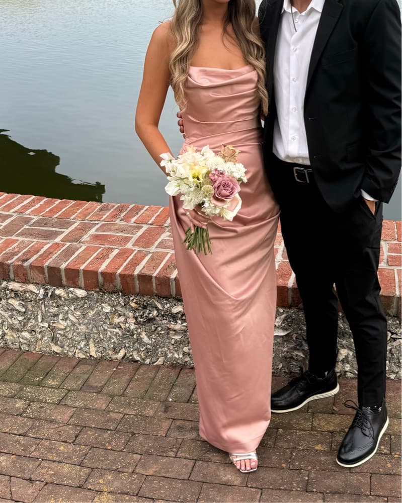 House Of CB Blush Satin Gown - Image 2
