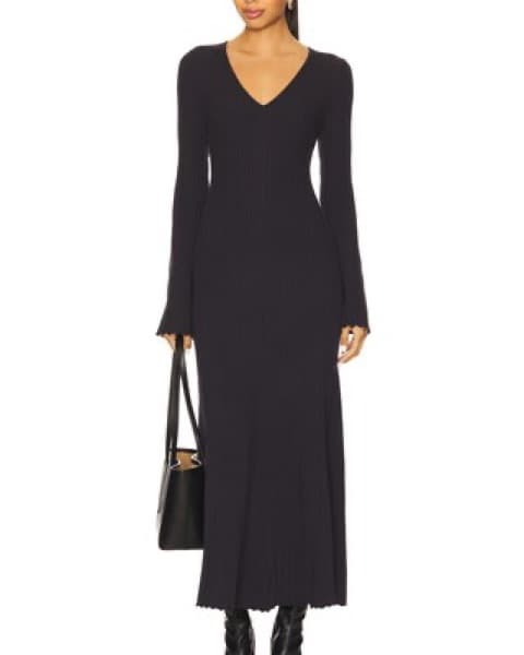 PAIGE Black Ribbed Maxi Dress - Image 1
