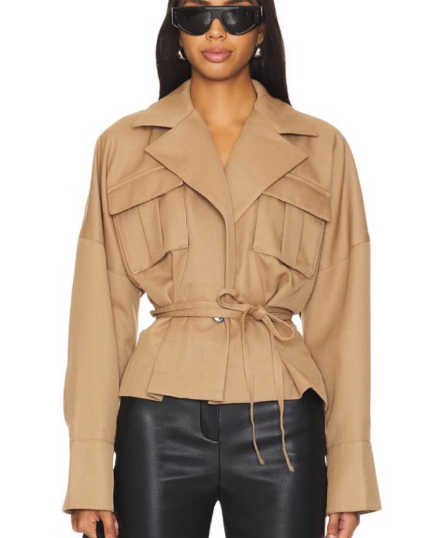 Chic Beige Belted Trench Jacket - Image 1