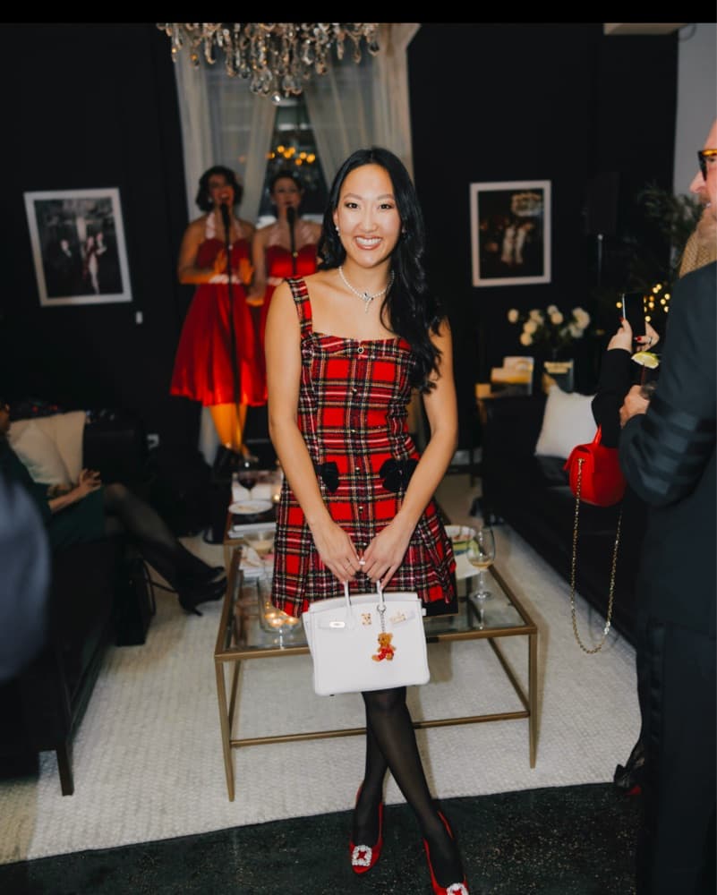 Red Plaid Bow Holiday Dress  - Image 2
