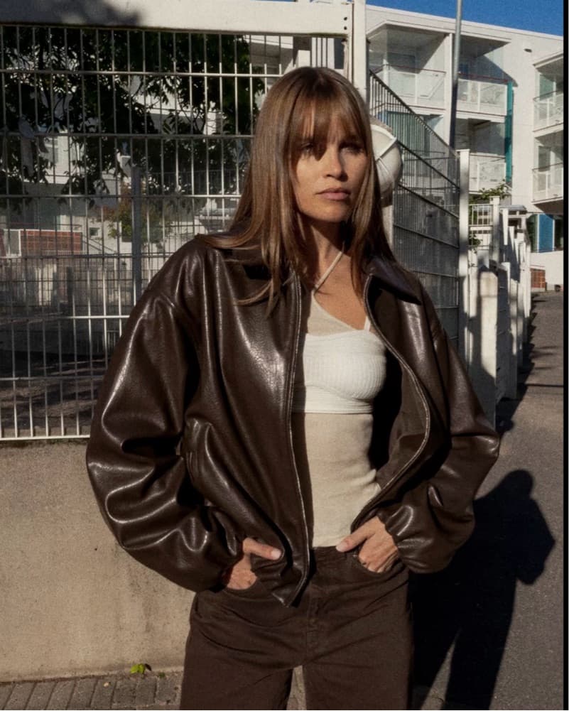 Zara Leather Bomber Jacket - Image 2