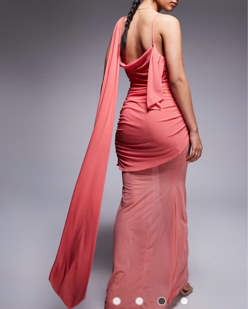 Asymmetric slinky ruched maxi dress - Image 3