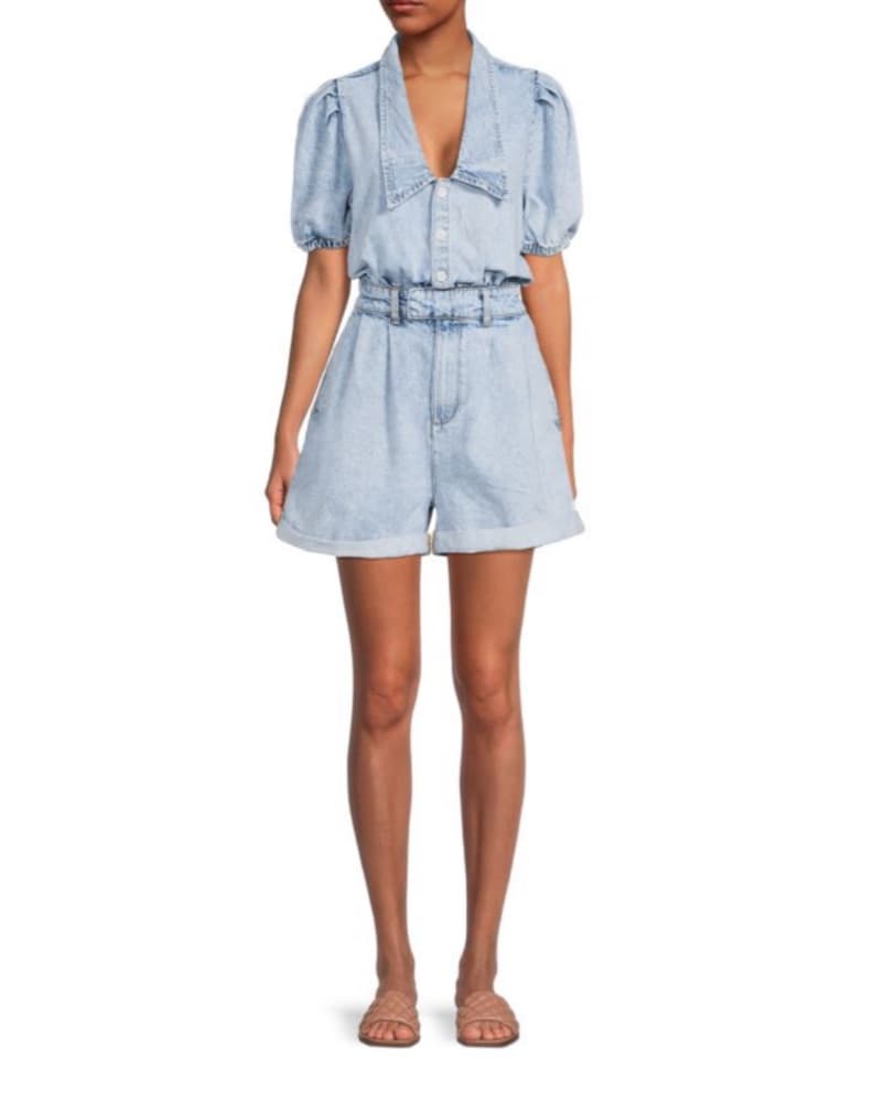WeWoreWhat Faded Denim Romper - Image 1