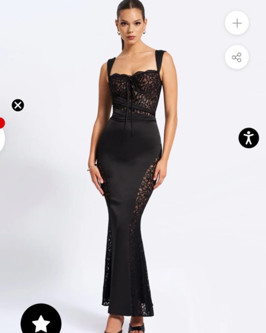 Umica Black Lace And Satin Maxi Dress - Image 1