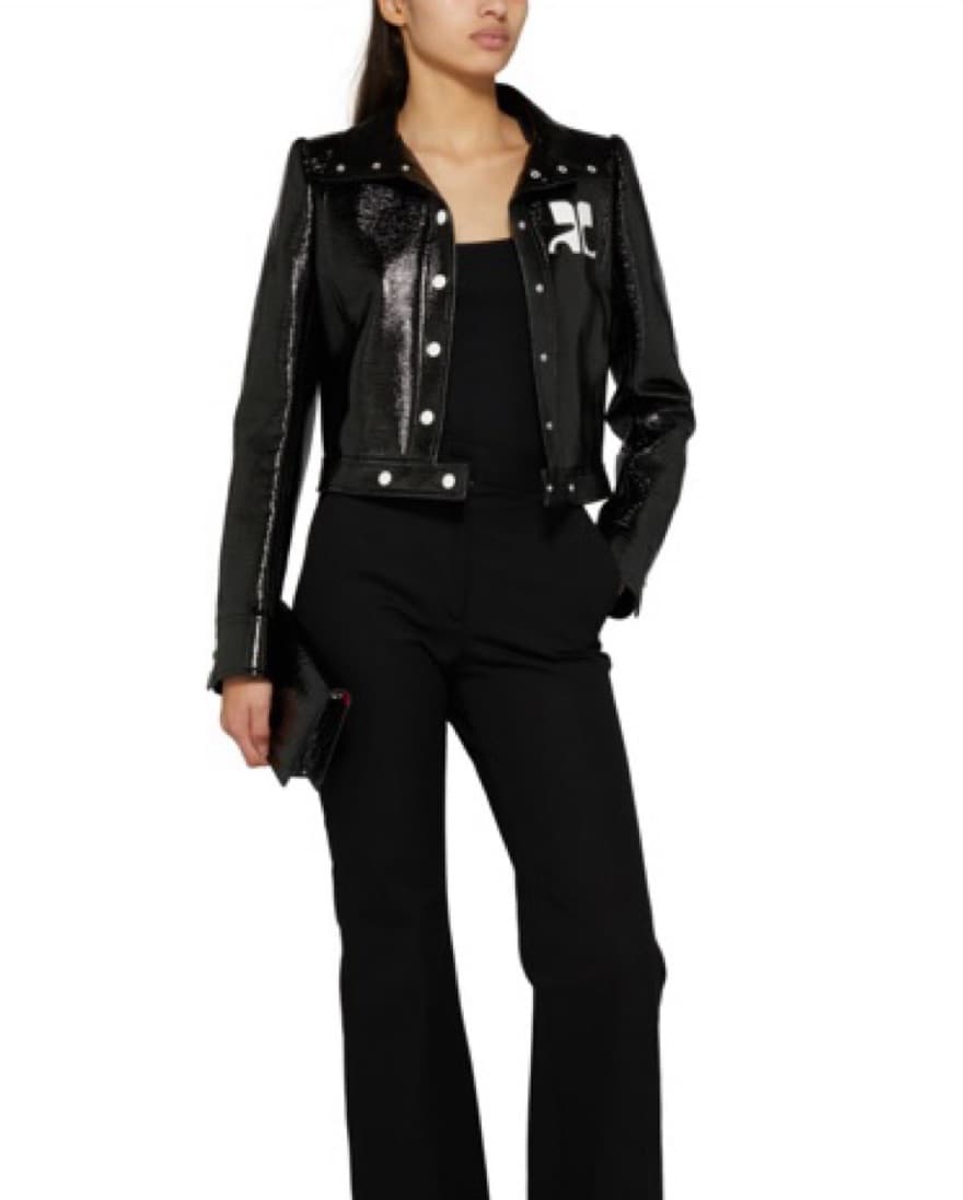 COURREGES BLACK ICONIC VINYL JACKET - Image 4