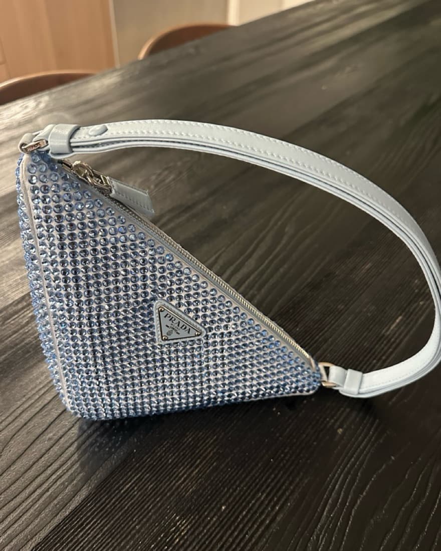 Prada Blue Triangle Rhinestone Bag - Image 2