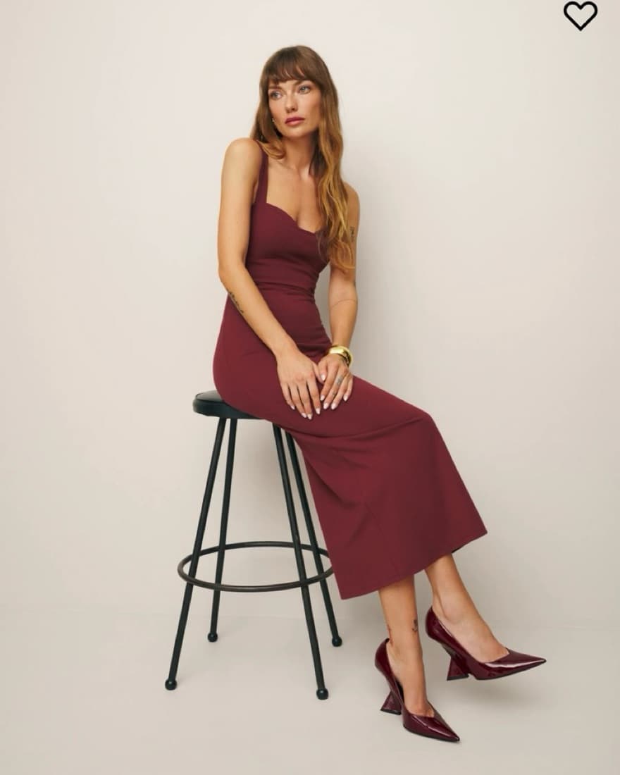 Reformation Burgundy Midi Dress - Image 1