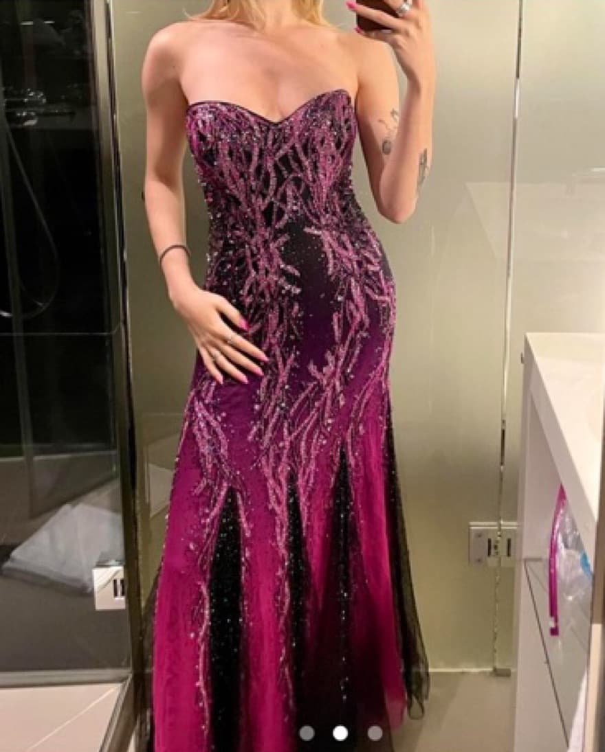 Vintage Y2K Fuchsia/Black Beaded Formal - Image 1