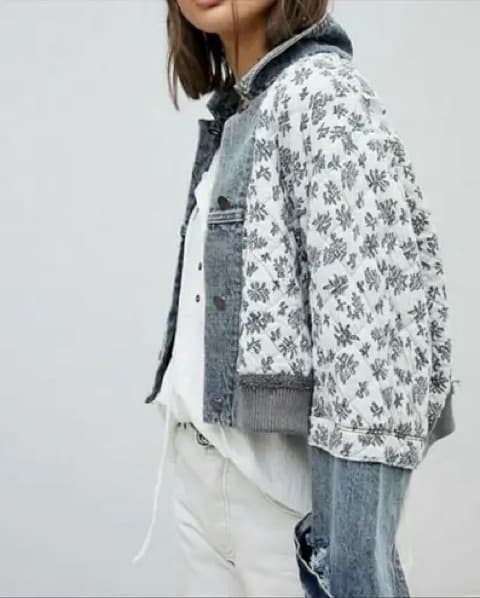 Free People Floral Denim Jacket - Image 2
