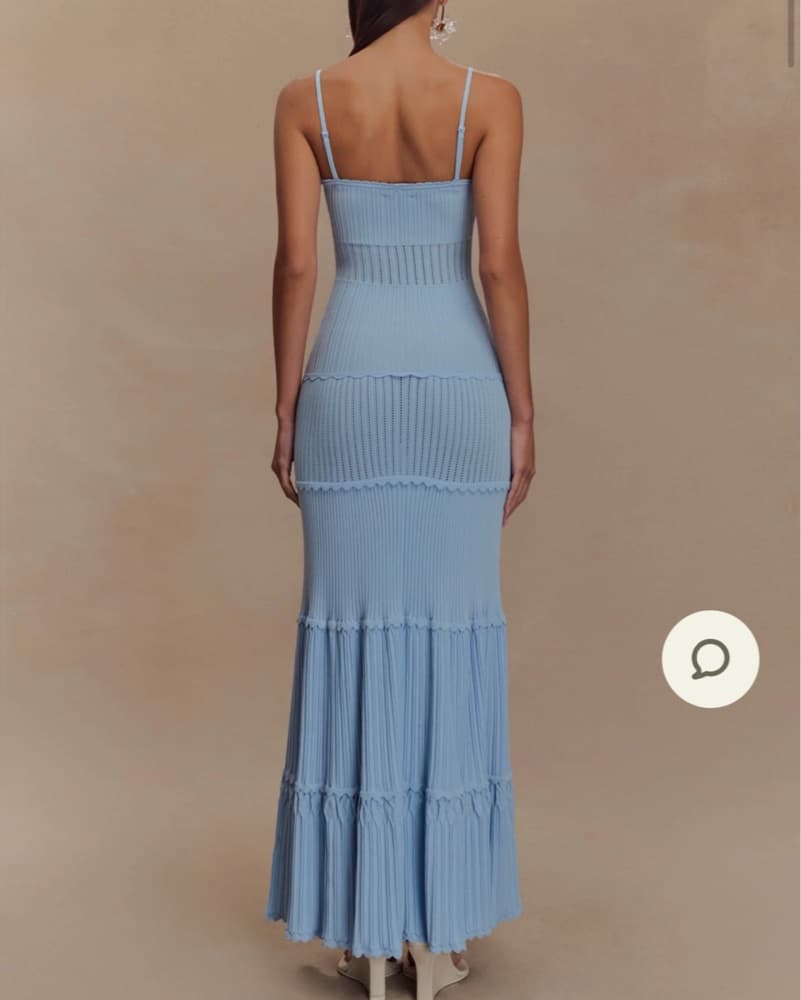 Meshki Blue Elegant Pleated Maxi Dress - Image 3