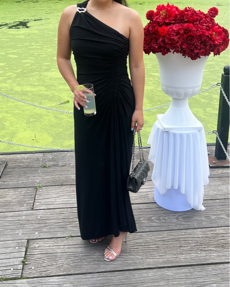 ALC One-Shoulder Black Ruched Gown - Image 2