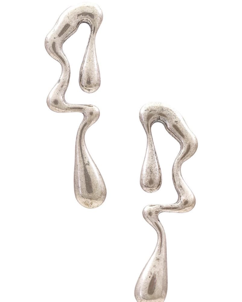 Abstract Silver Drop Earrings - Image 1