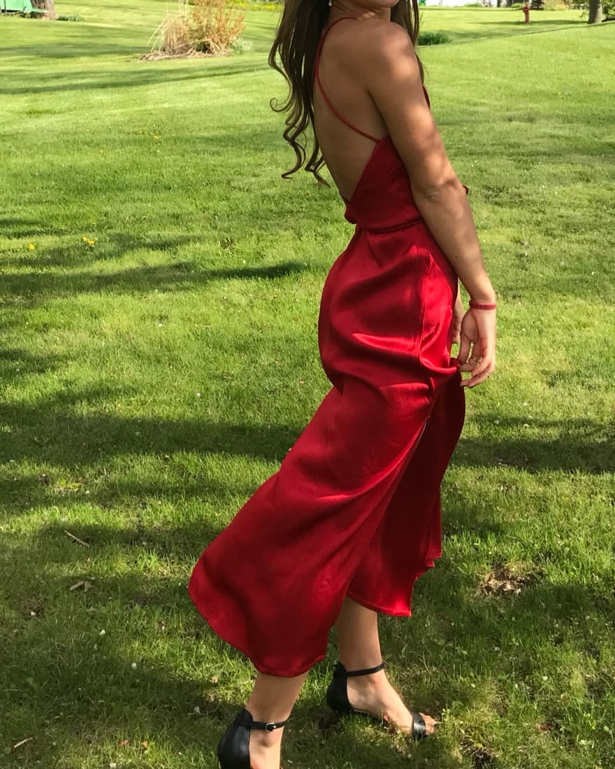 Red Slik Wrap Dress - Revole (Backstage) - Image 3