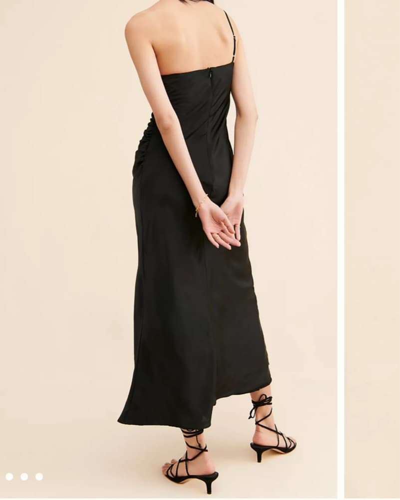 Black Line + Dot One Shoulder Dress - Image 3