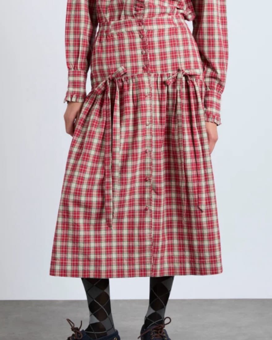 Damson Madder - Bronte Button Midi Skirt - Image 1