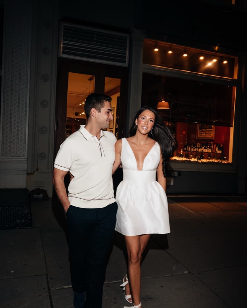 White V Neck Mini Dress Bridal - Image 1