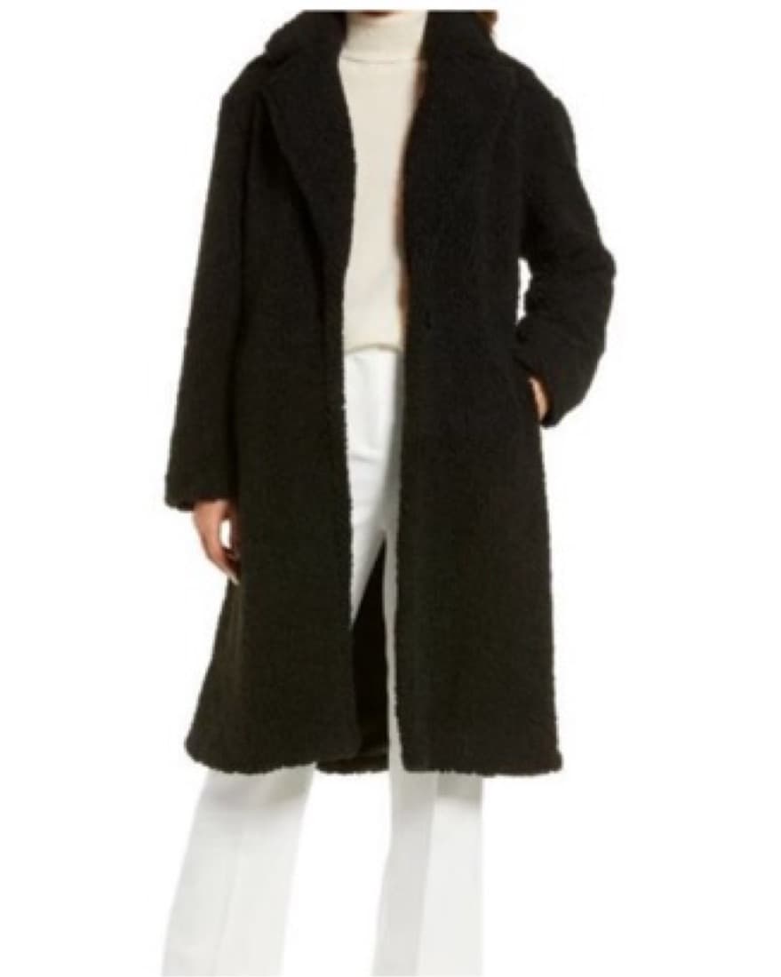 Long Black Sherpa Shearling Teddy Coat - Image 2
