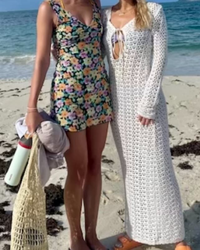 White crochet Cover Up With Tie  - Image 4