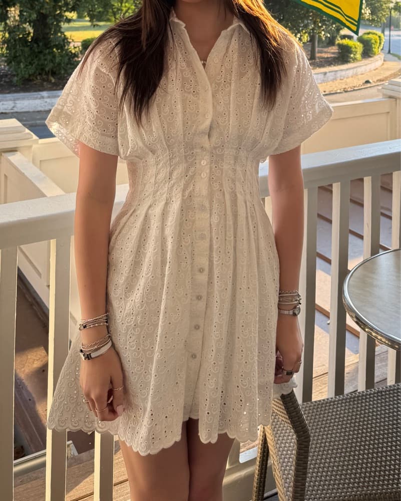 Tobie Eyelet Mini Shirt Dress by Exquise - Image 2
