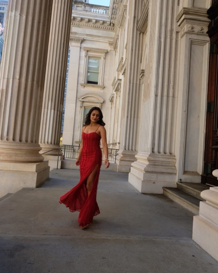 Jacinta Chiffon Vermilion Red Maxi - Image 5