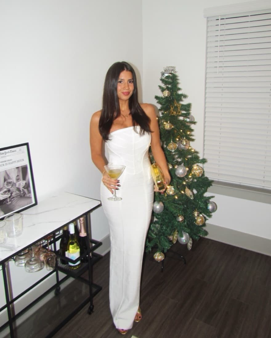 White Strapless Bodycon Gown  - Image 3