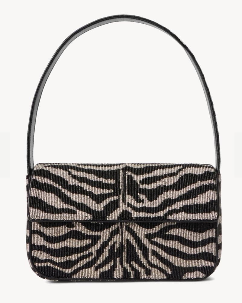 Staud Tommy Beaded Bag Black And White - Image 1