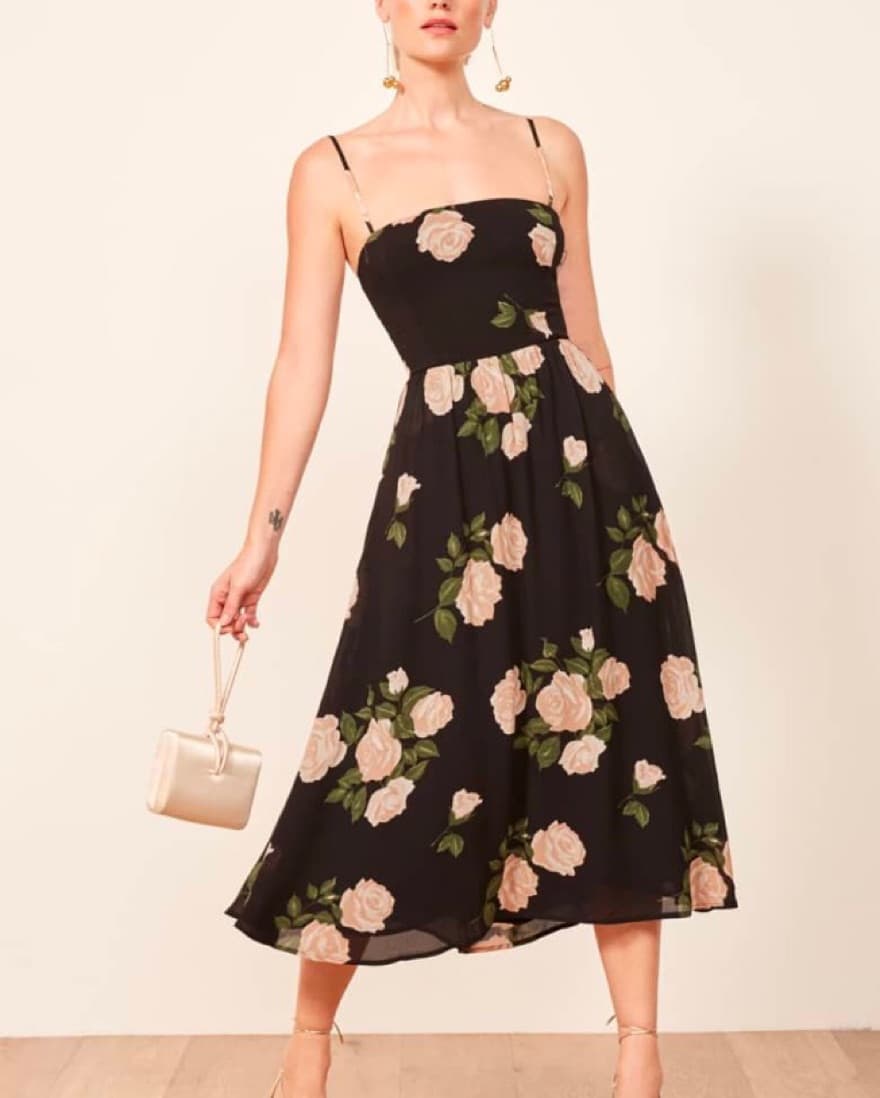 Reformation Rosehip Dress (Black Floral) - Image 1