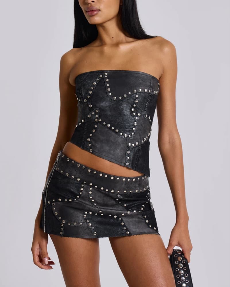 Jaded London Studded Mini Skirt - Image 1