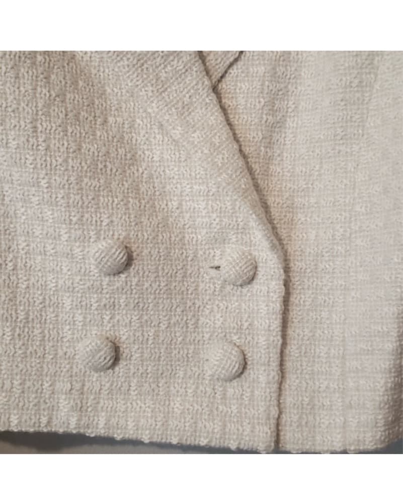 Cropped Cream Tweed Blazer Jacket - Image 2