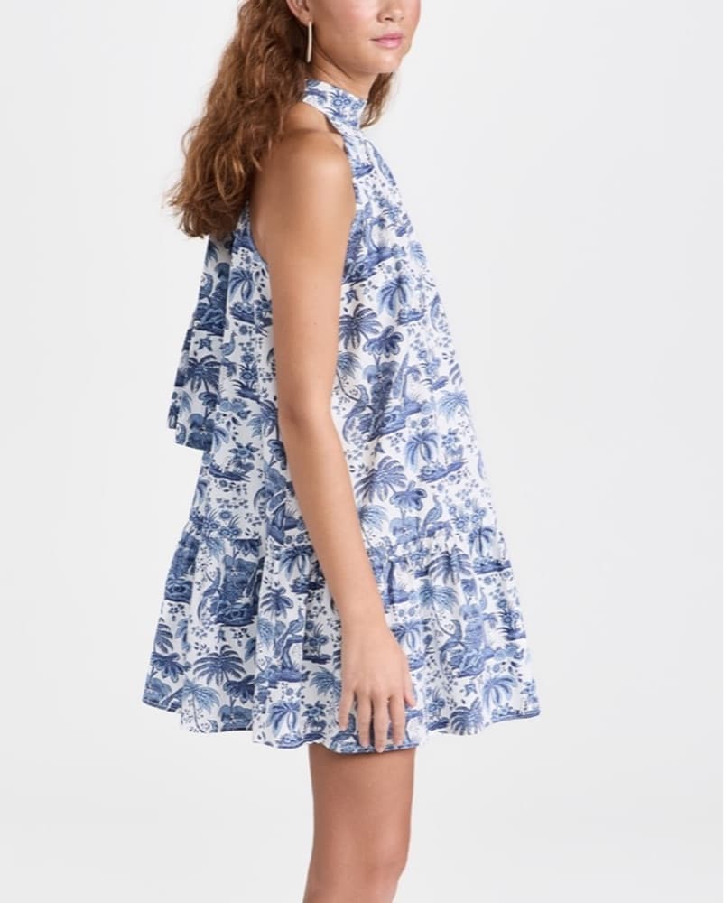 STAUD— Mini Marlowe Dress Blue Toile  - Image 3