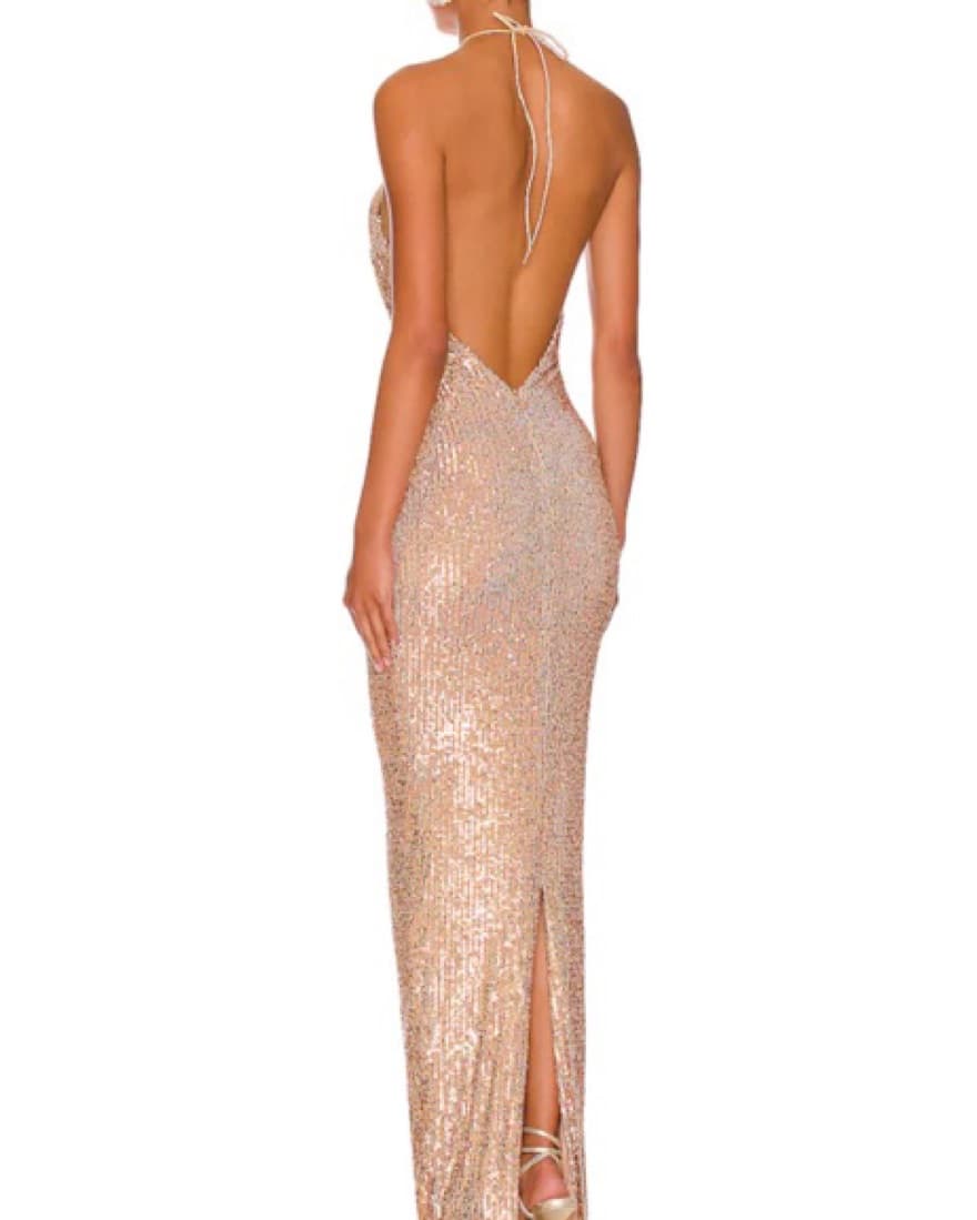Nookie Sequin Treasure Gown In Camel - Image 2