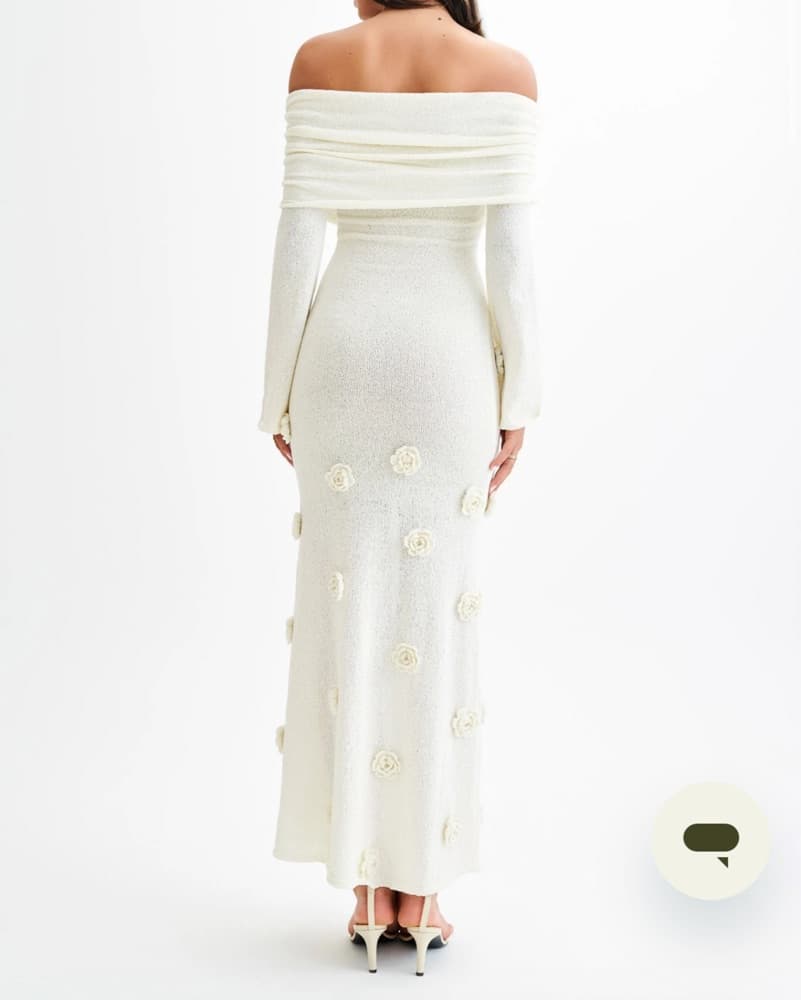 Meshki Off The Shoulder White Rose Dress - Image 4