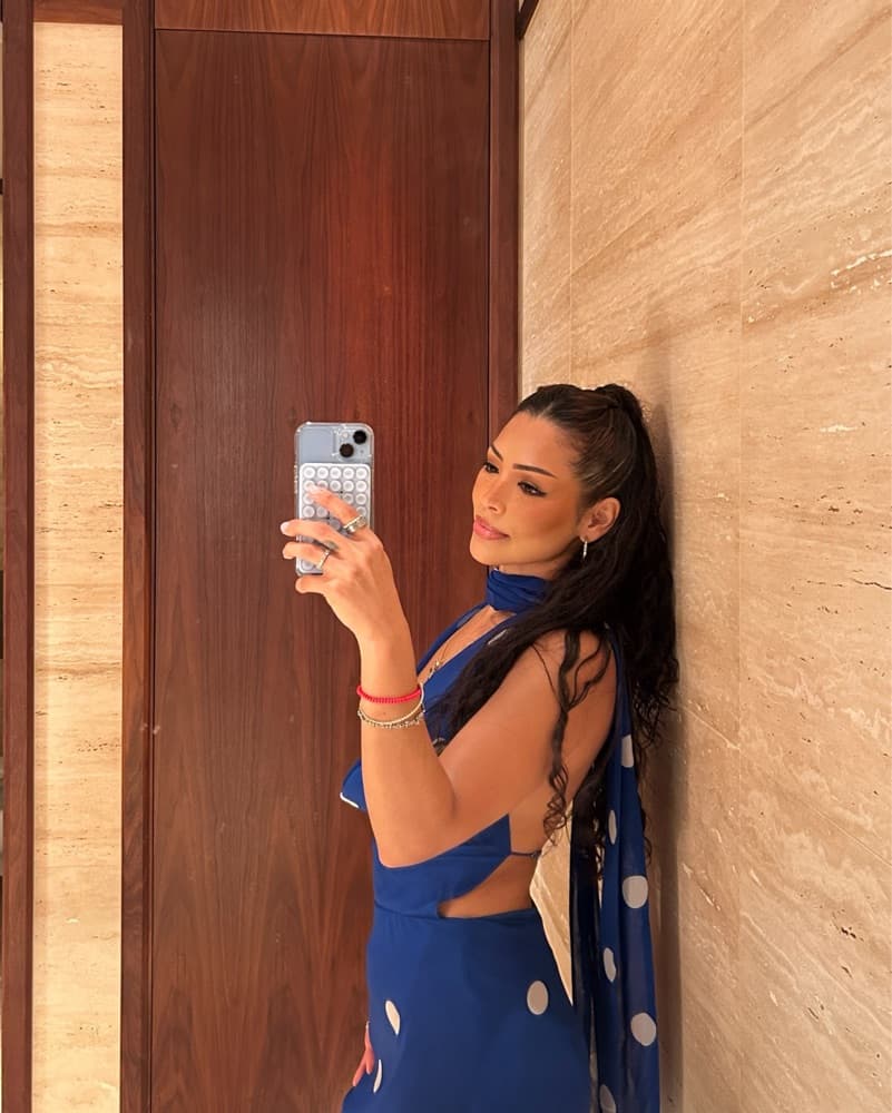 Blue Polka Dot Midi Dress - Image 2