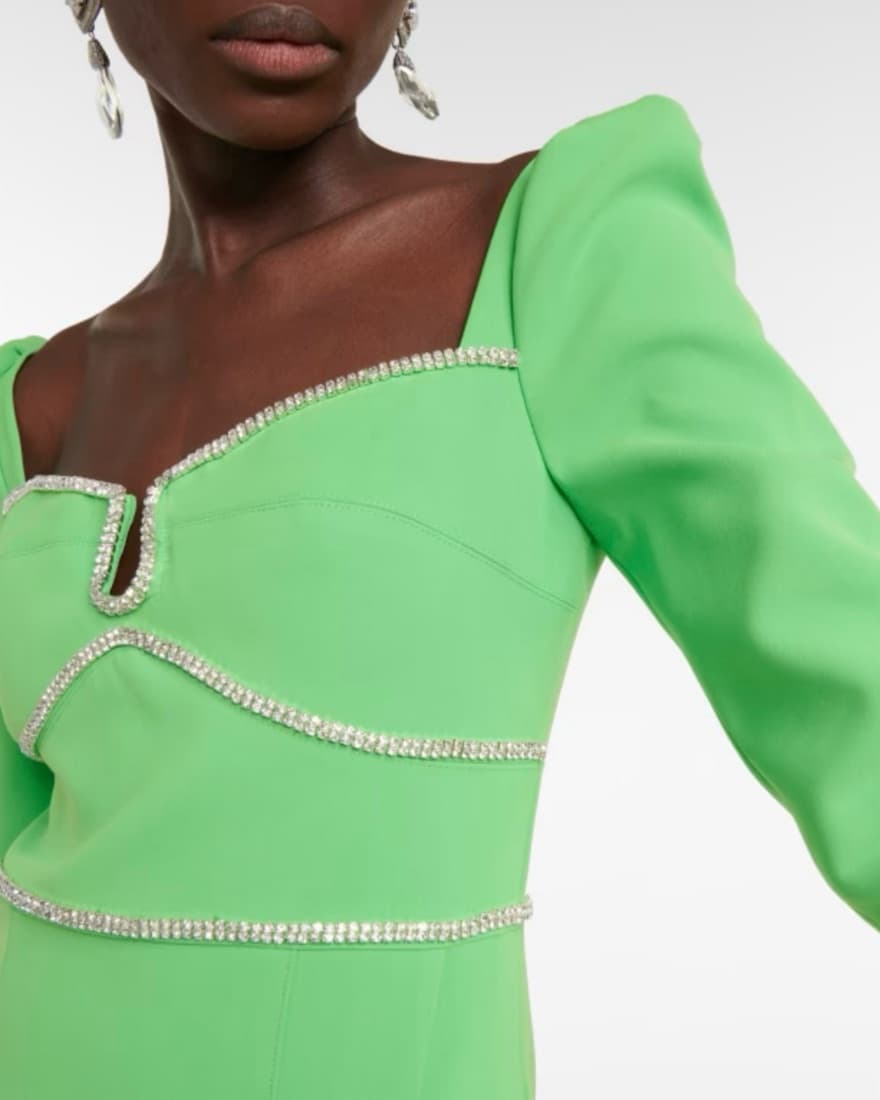 Self-Portrait Green Diamante Mini Dress - Image 3