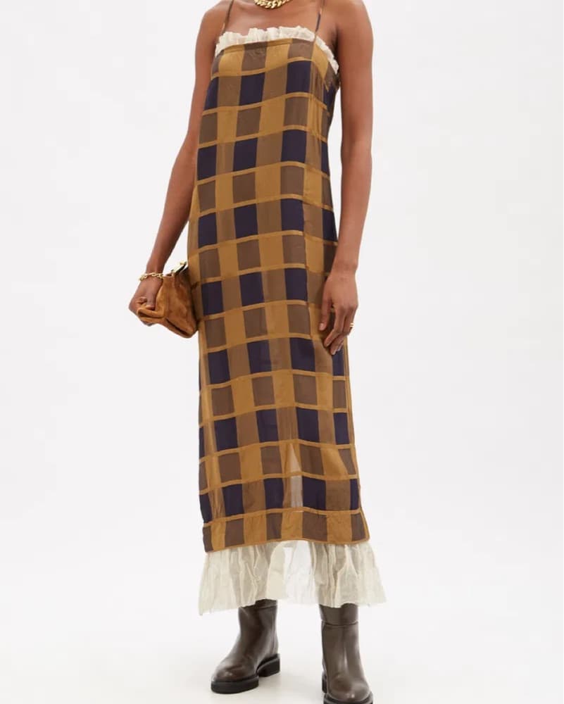 Khaite Plaid Maxi Dress - Image 1