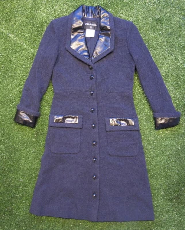 CHANEL size 34 blue cotton COAT DRESS - Image 3