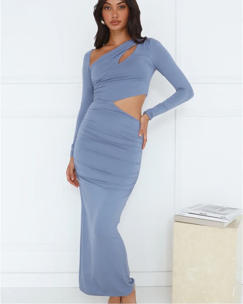 Blue Long Sleeve Dress  - Image 1