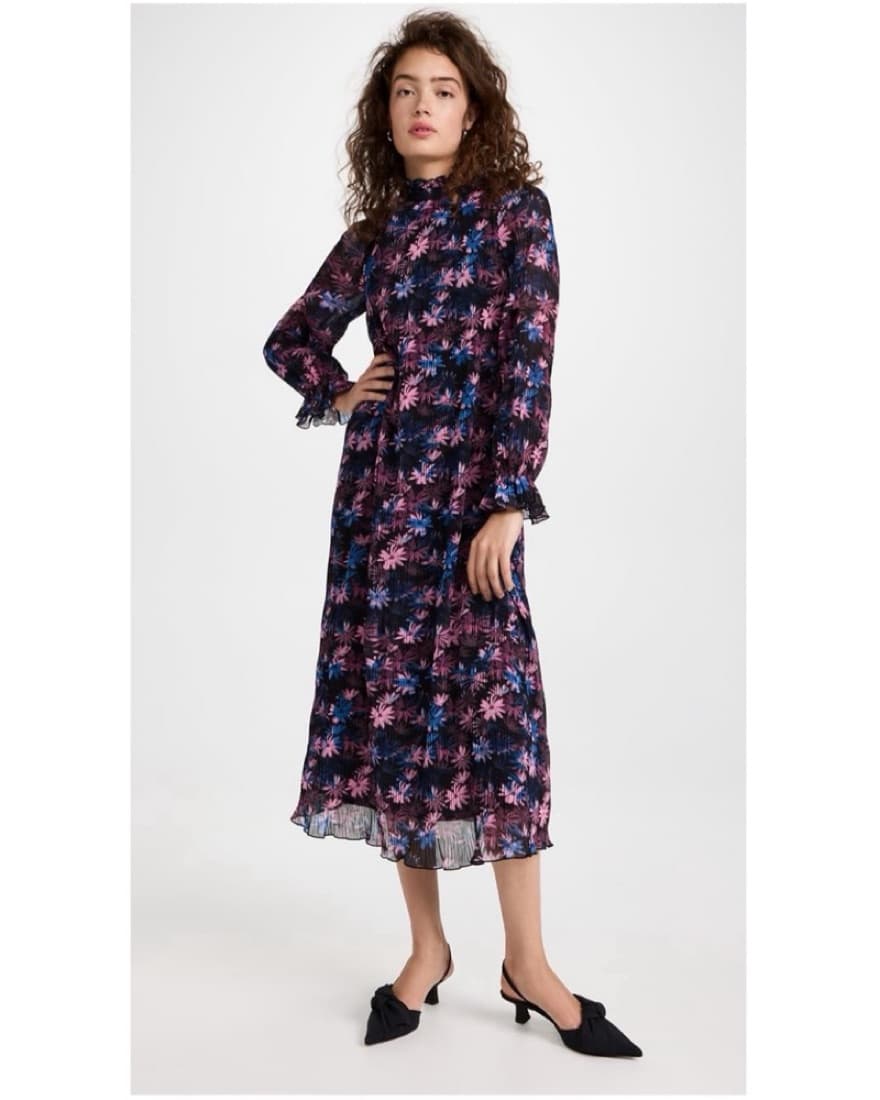 GANNI Pleated Midi Dress - Image 1