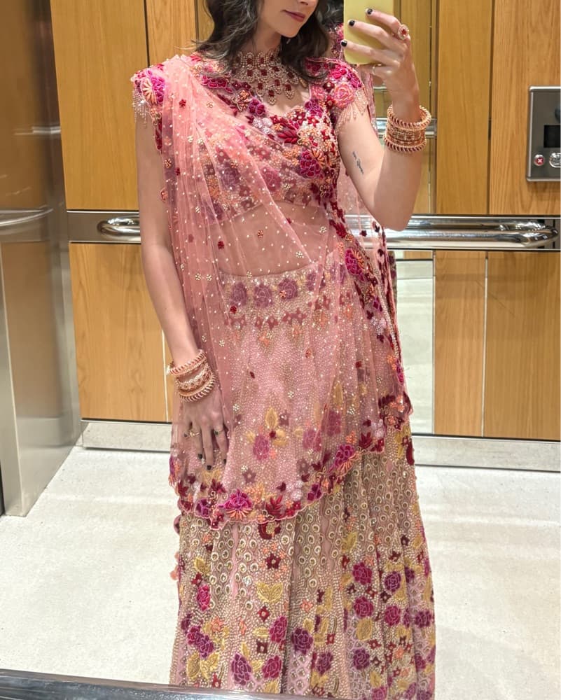 Floral pink Lehenga Indian outfit  - Image 3