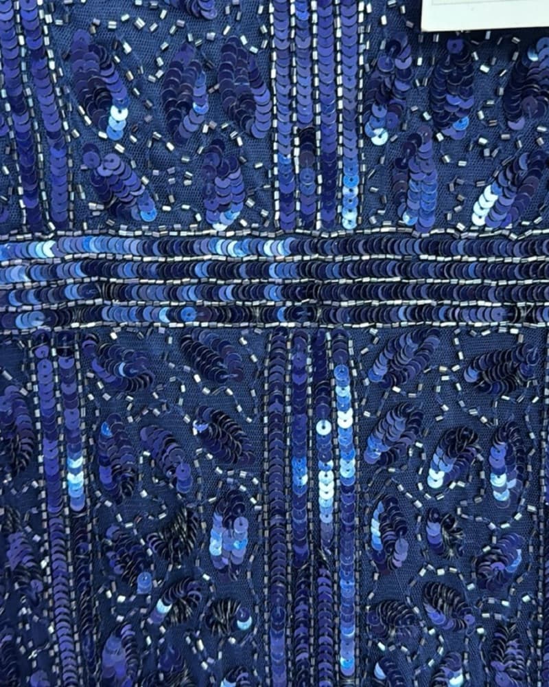 Stunning Midnight Blue Sequin Gown - Image 4