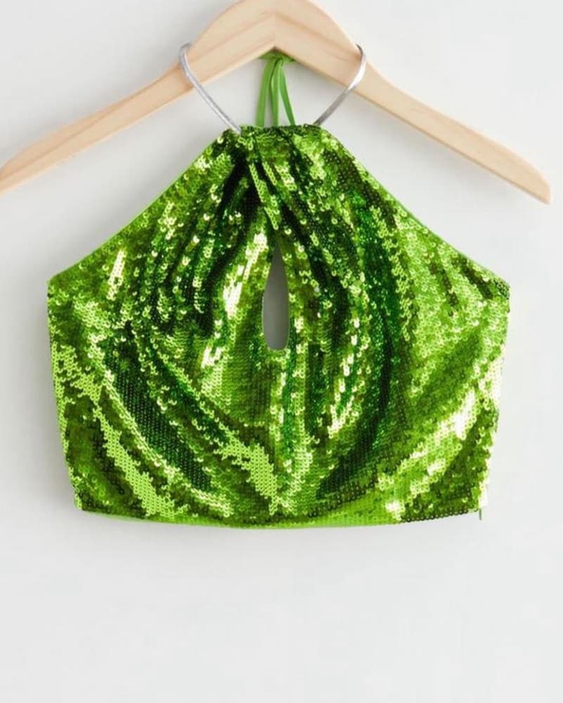 Green Sequin Halter Top - Image 3